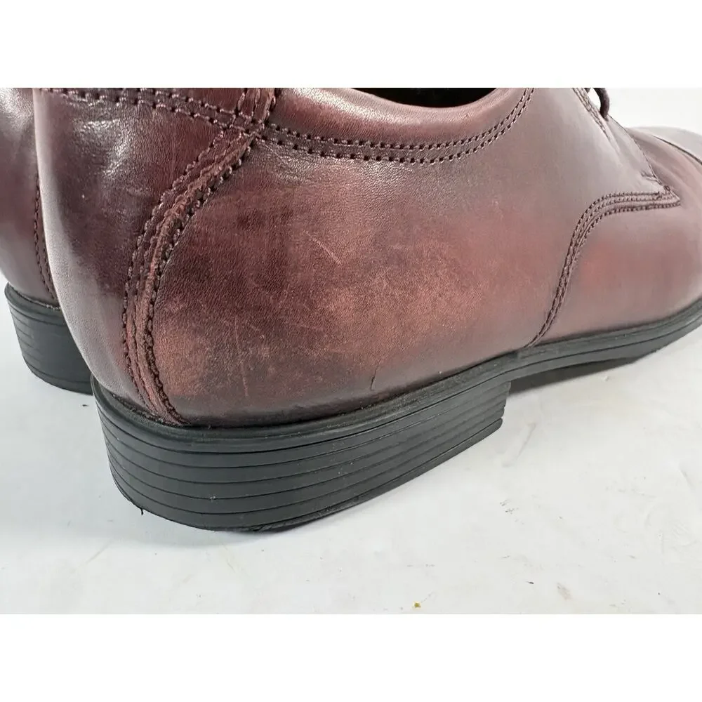 Clarks Tilden Mens 13 M Burgundy Leather Cap Toe Oxford Dress Shoes 26136387